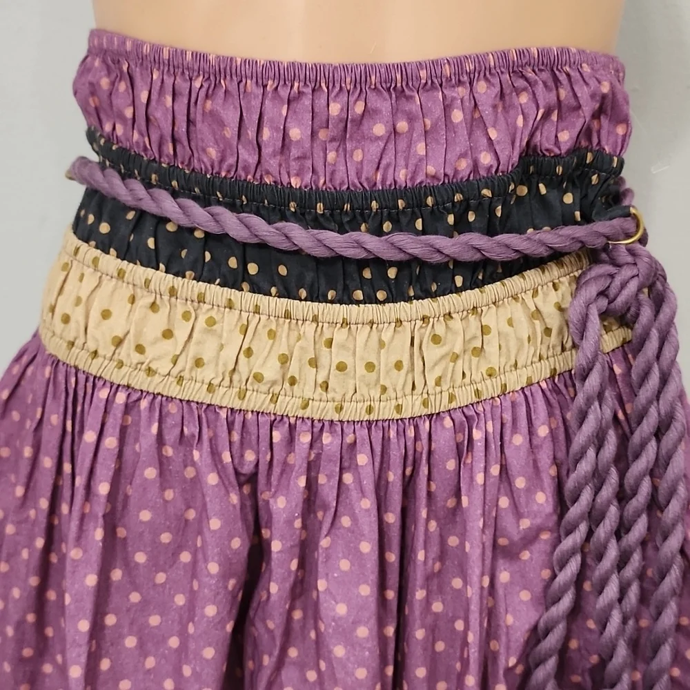 Letmebe Women's cotton skirt Fit and flare polka dot purple tan black Size Small